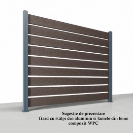 Stalp gard, aluminiu, 70x70 mm, gri antracit